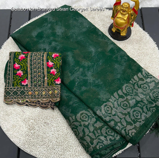 Gulabo Non-Branded Stvan Georgett Sarees
