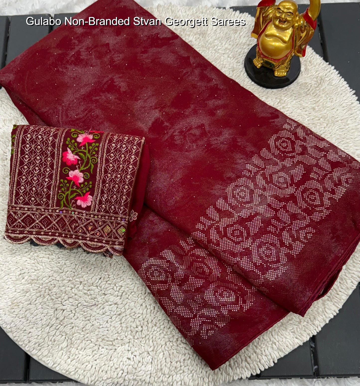 Gulabo Non-Branded Stvan Georgett Sarees