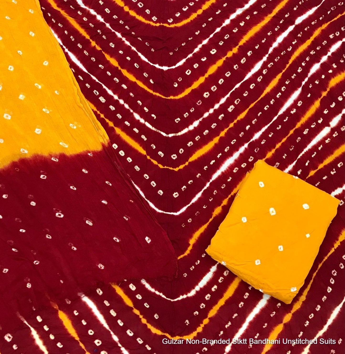Gulzar Non-Branded Stktt Bandhani Unstitched Suits