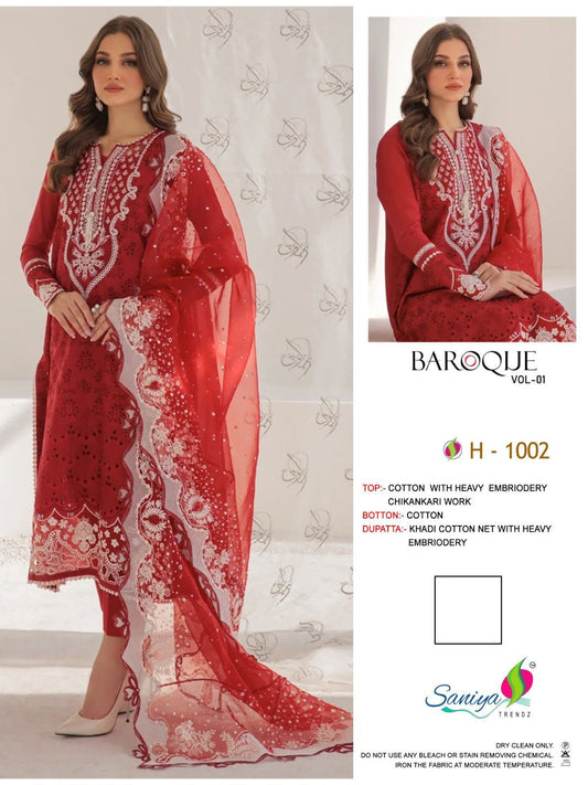 H-1002 Baroque Vol -1 Saniya Trendz Embroidery Pakistani Salwar Suits