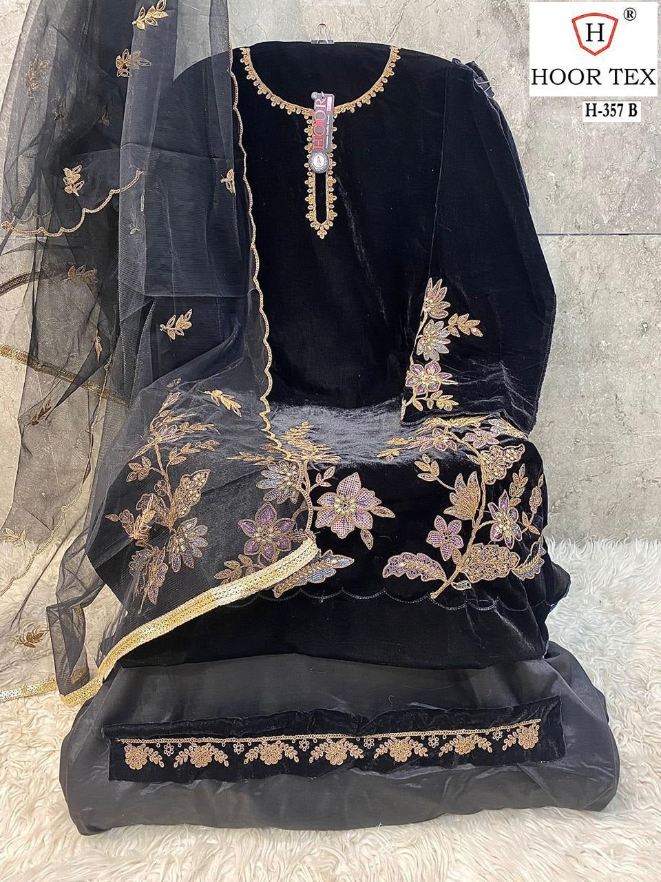 H-357-B Hoor Tex Velvet Pakistani Salwar Suits