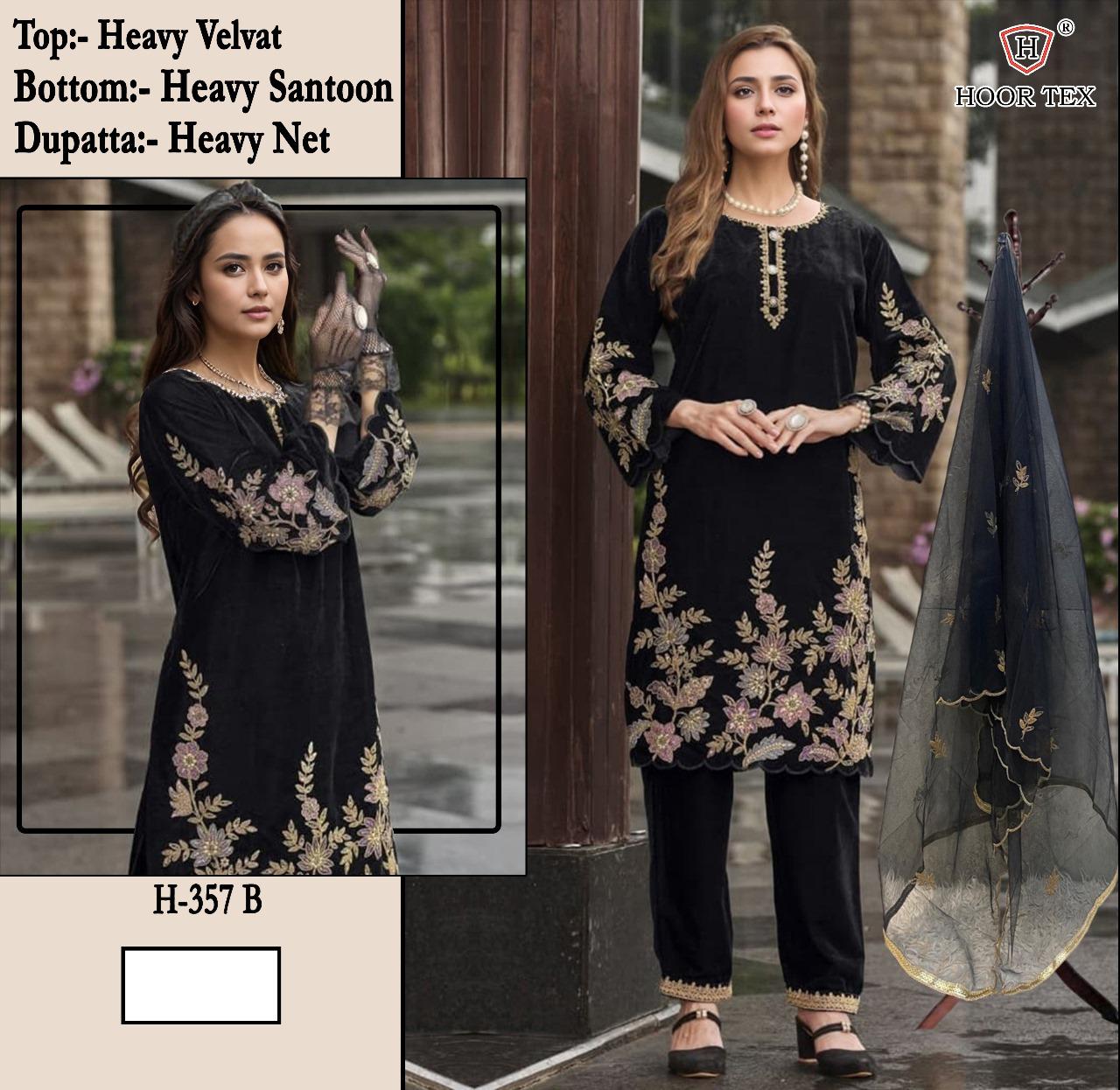 H-357-B Hoor Tex Velvet Pakistani Salwar Suits