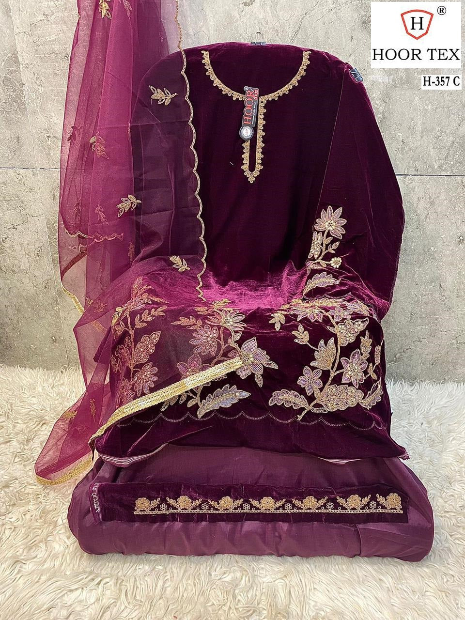 H-357-C Hoor Tex Velvet Pakistani Salwar Suits