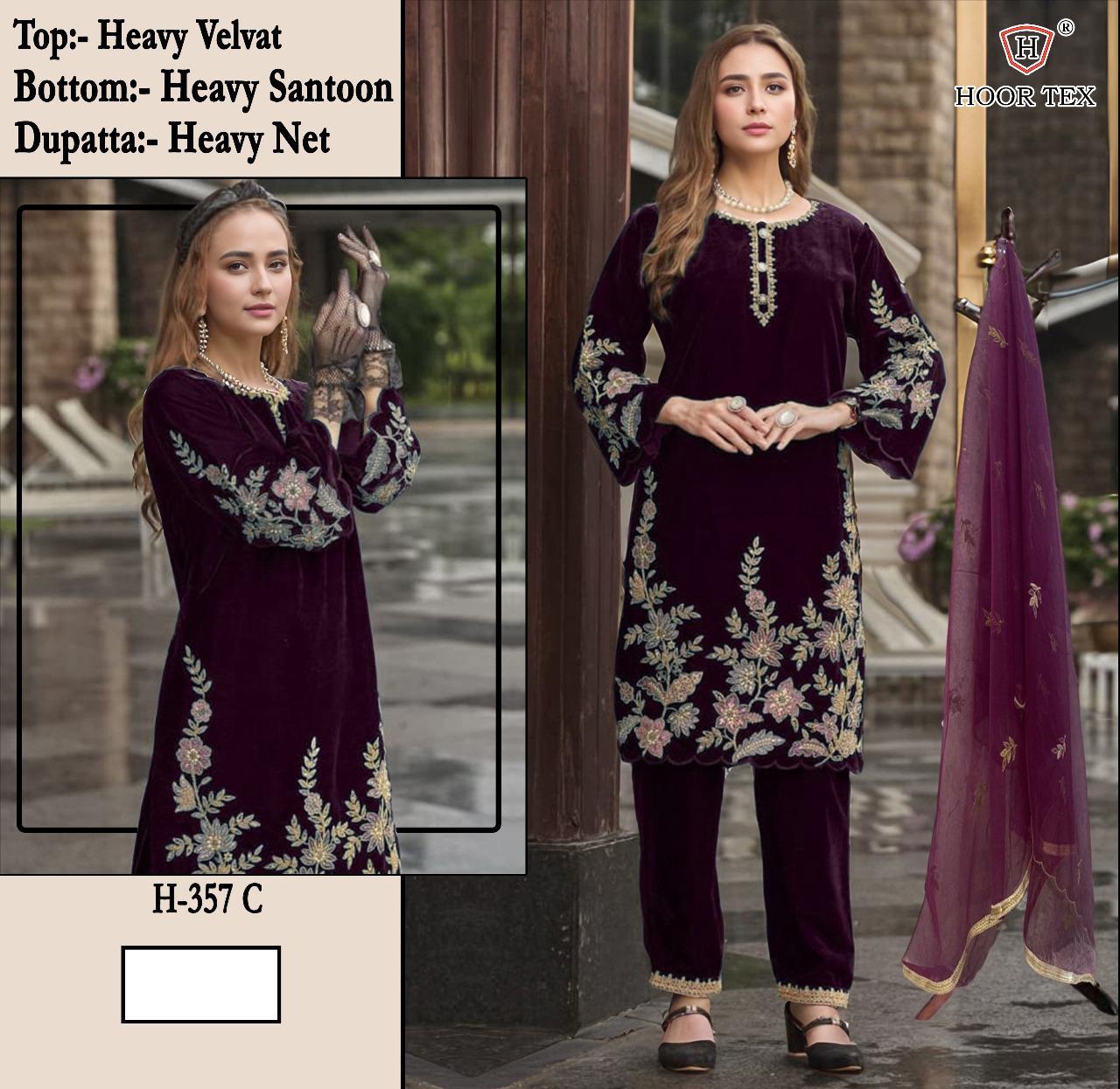 H-357-C Hoor Tex Velvet Pakistani Salwar Suits