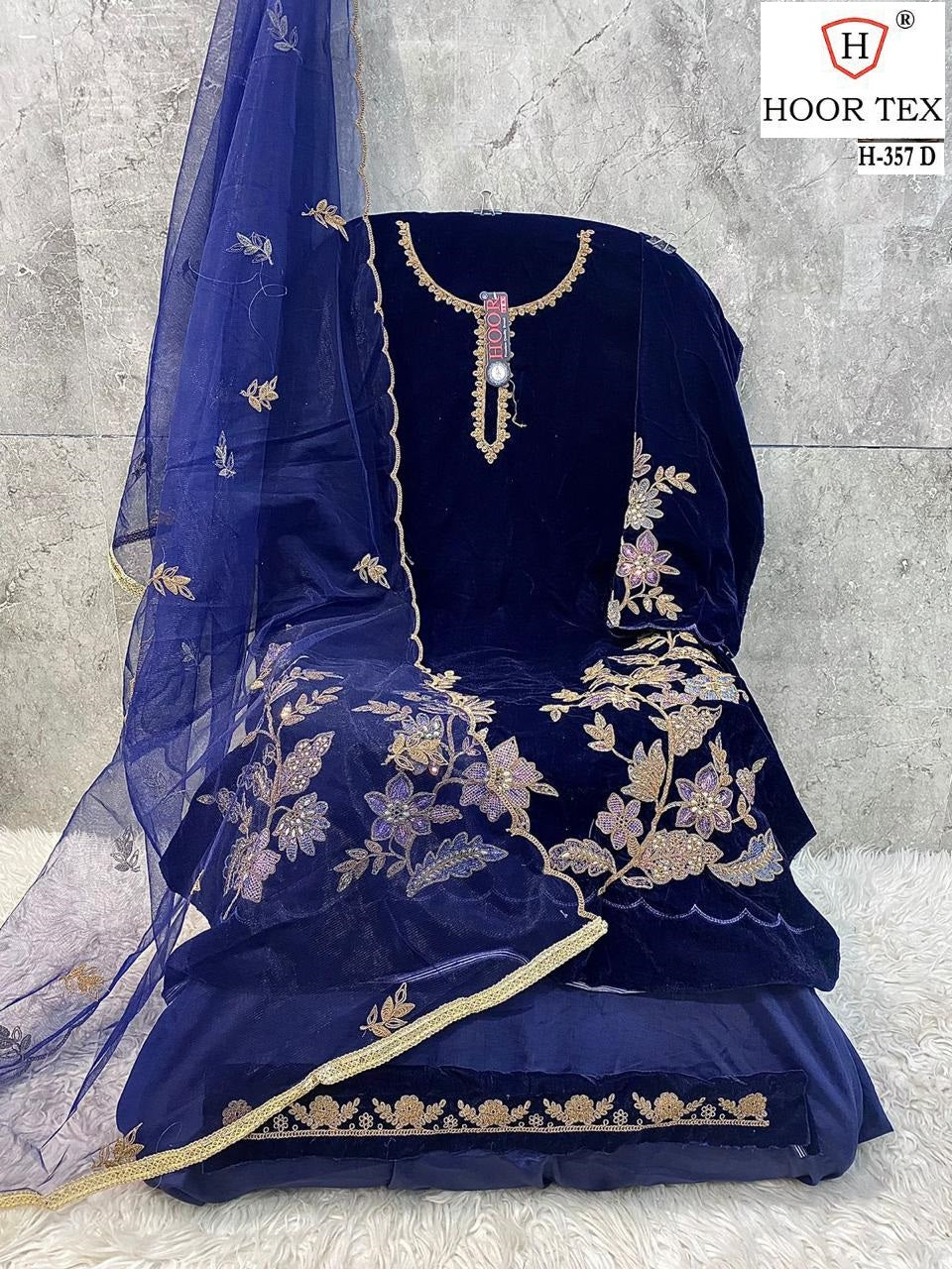 H-357-D Hoor Tex Velvet Pakistani Salwar Suits