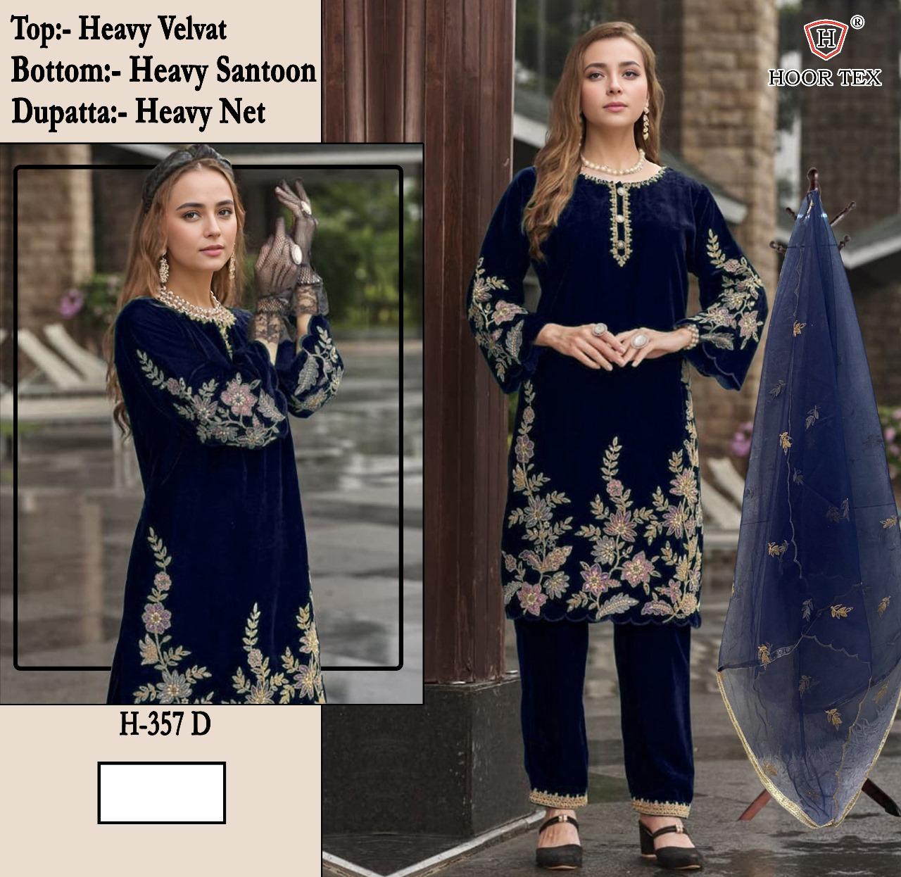 H-357-D Hoor Tex Velvet Pakistani Salwar Suits