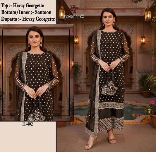 H-402 Hoor Tex Fox Georgette Pakistani Salwar Suits