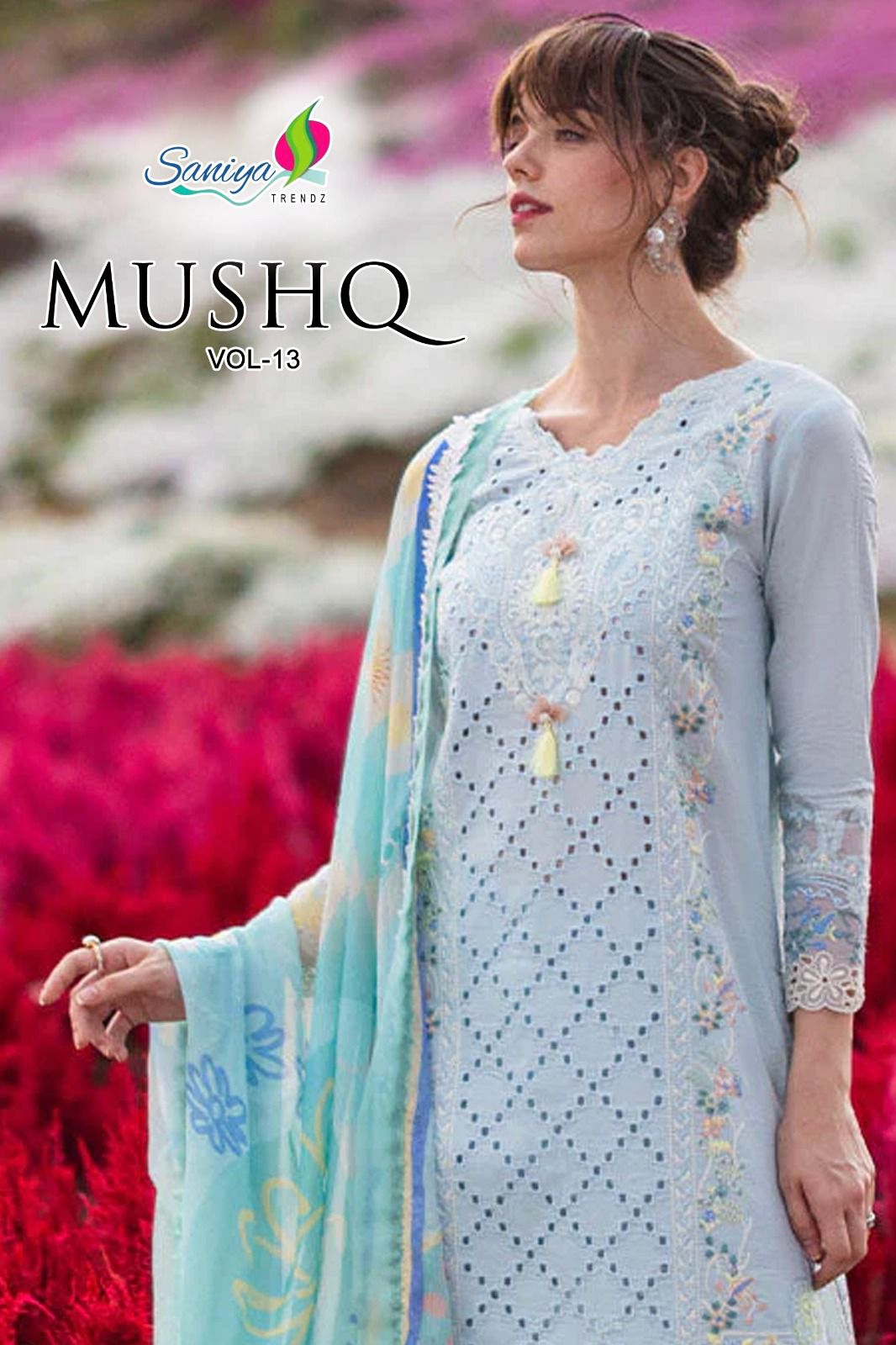H-7100 Mushq Vol 13 Saniya Trendz Chikankari Pakistani Salwar Suits