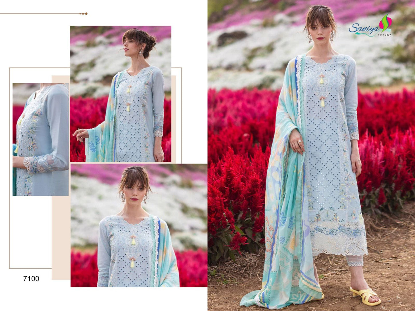 H-7100 Mushq Vol 13 Saniya Trendz Chikankari Pakistani Salwar Suits