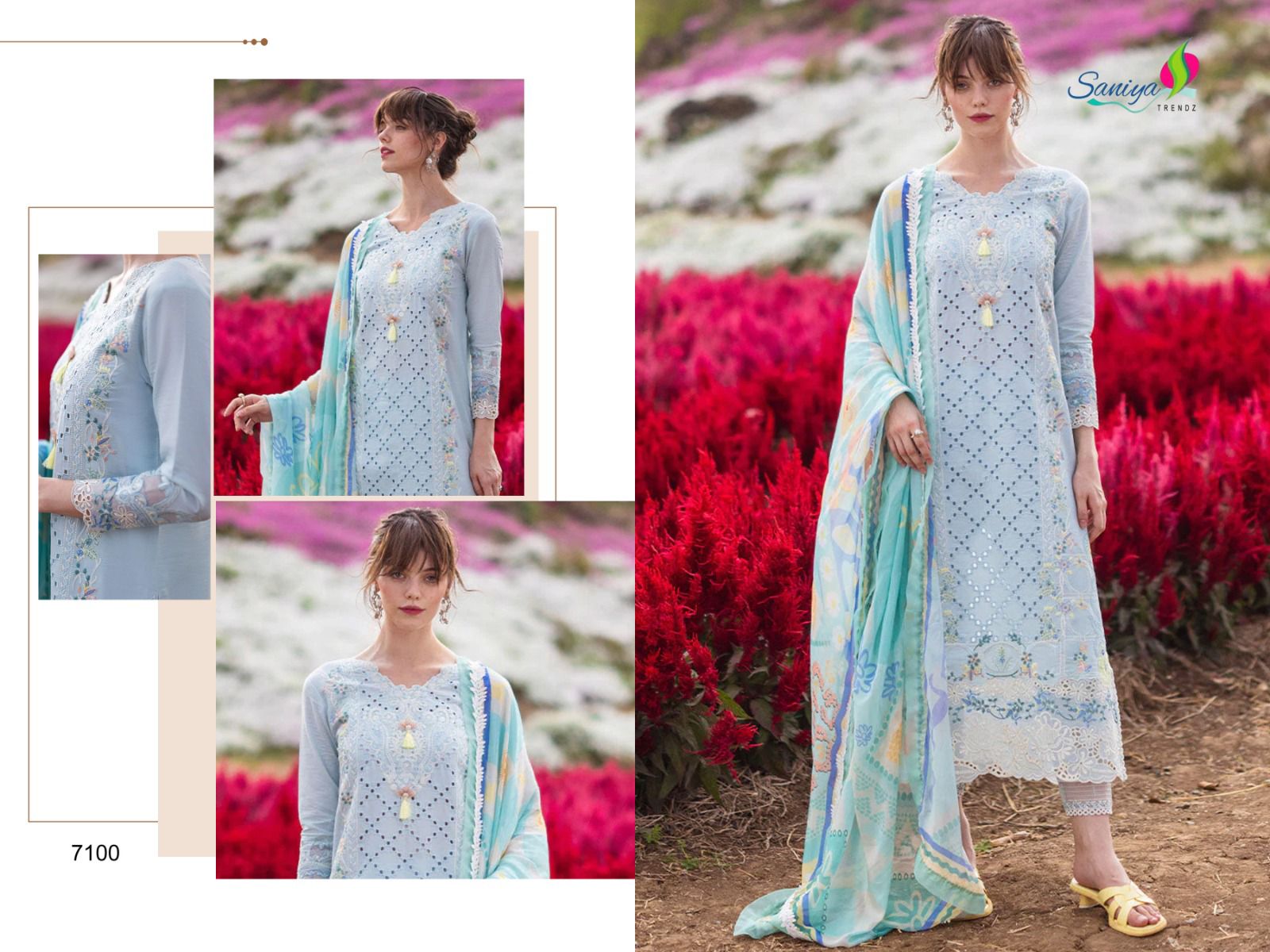 H-7100 Mushq Vol 13 Saniya Trendz Chikankari Pakistani Salwar Suits