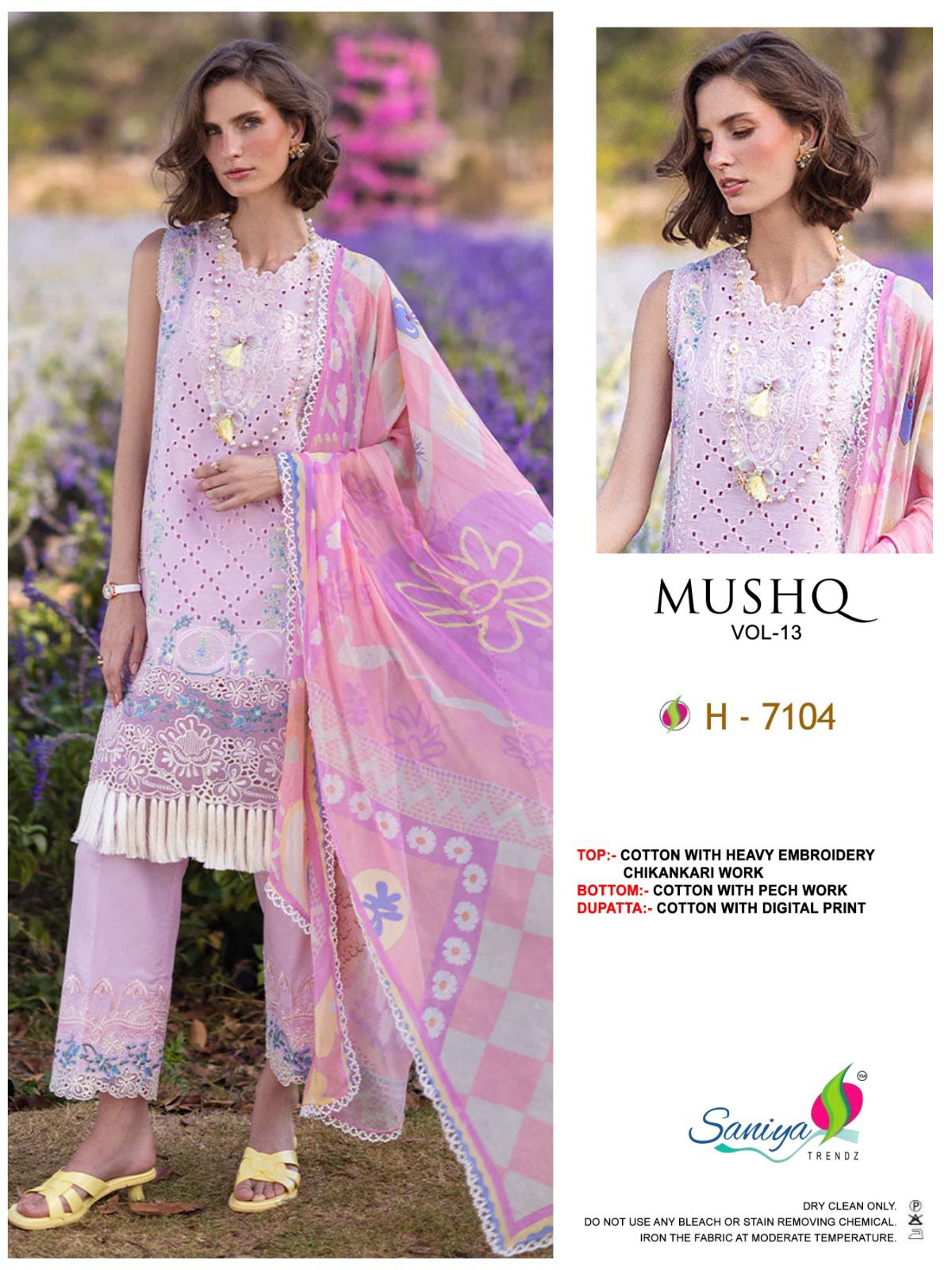 H-7104 Mushq Vol 13 Saniya Trendz Chikankari Pakistani Salwar Suits