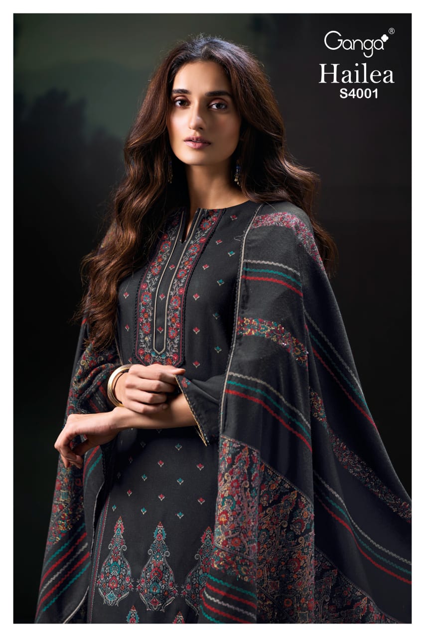 Hailea 4001 Ganga Printed Unstitched Suits