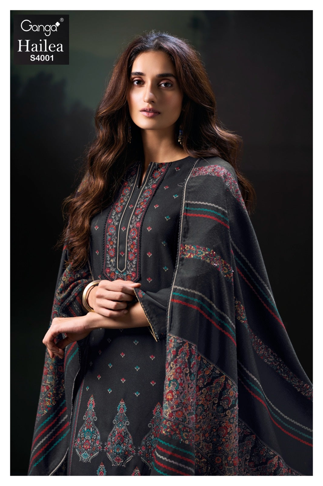 Hailea 4001 Ganga Printed Unstitched Suits