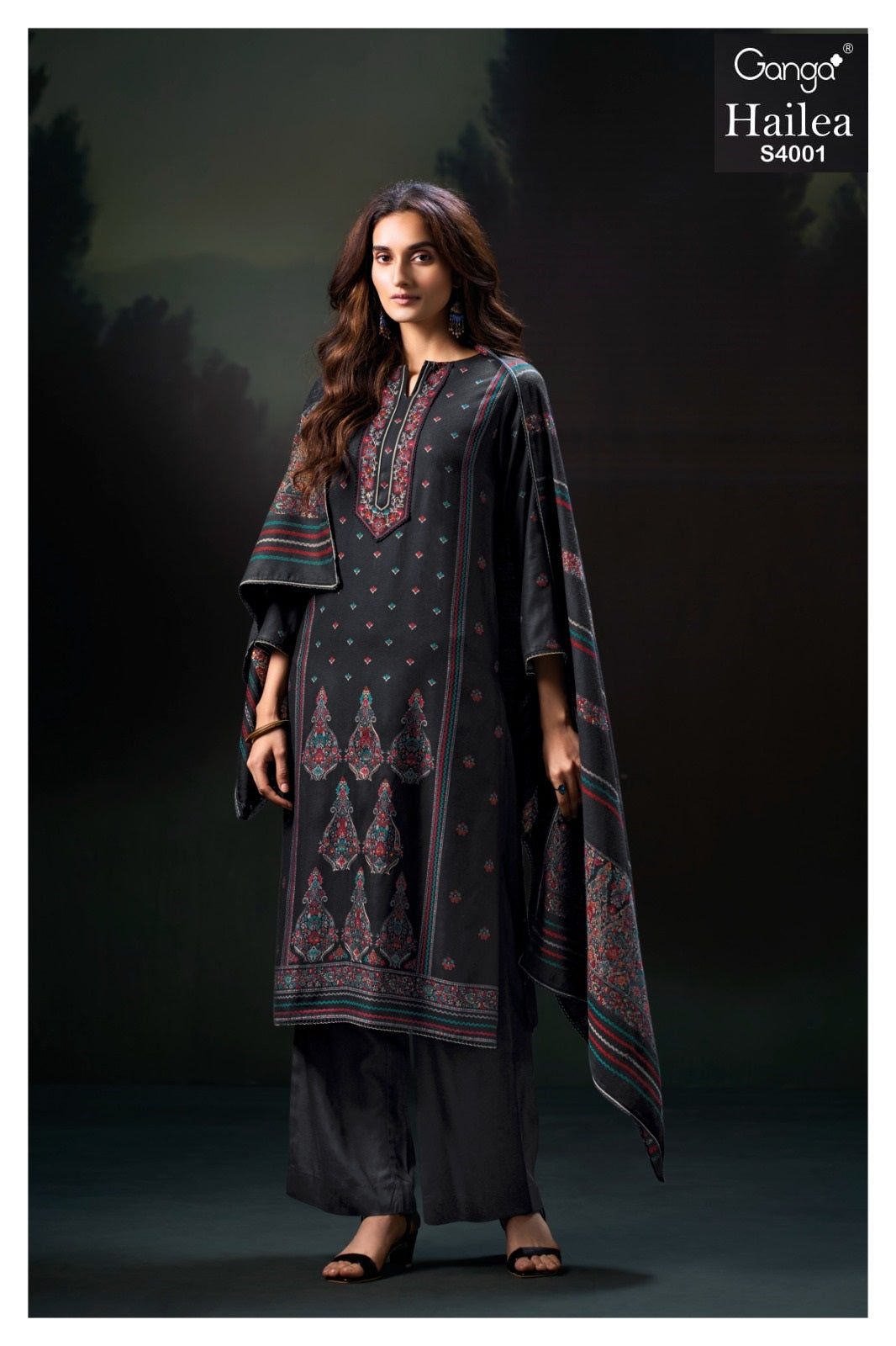 Hailea 4001 Ganga Printed Unstitched Suits