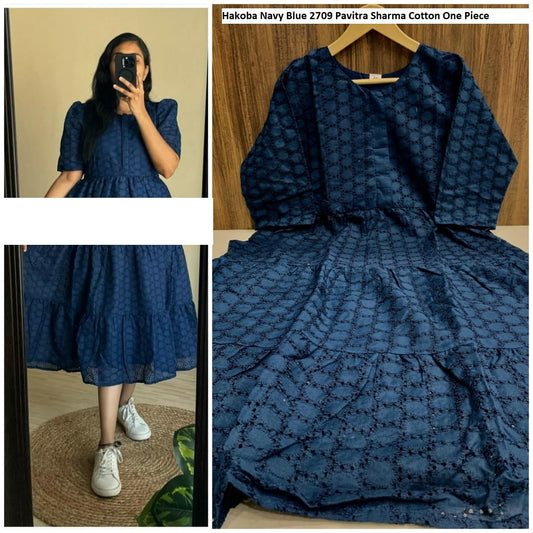 Hakoba 2709 Navy Blue Pavitra Sharma Cotton One Piece