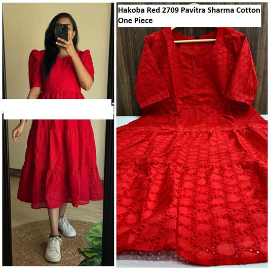 Hakoba 2709 Red Pavitra Sharma Cotton One Piece