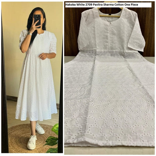 Hakoba 2709 White Pavitra Sharma Cotton One Piece