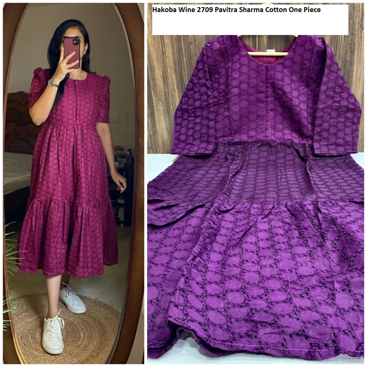 Hakoba 2709 Wine Pavitra Sharma Cotton One Piece