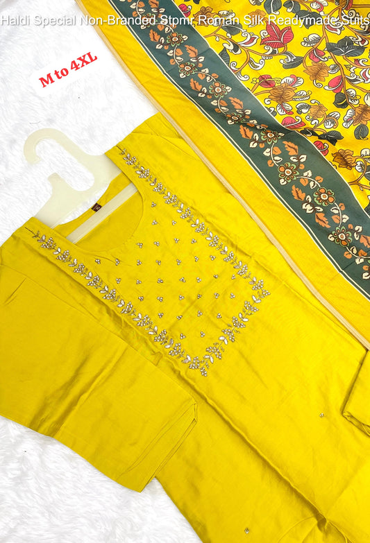 Haldi Special Non-Branded Stpmr Roman Silk Readymade Suits