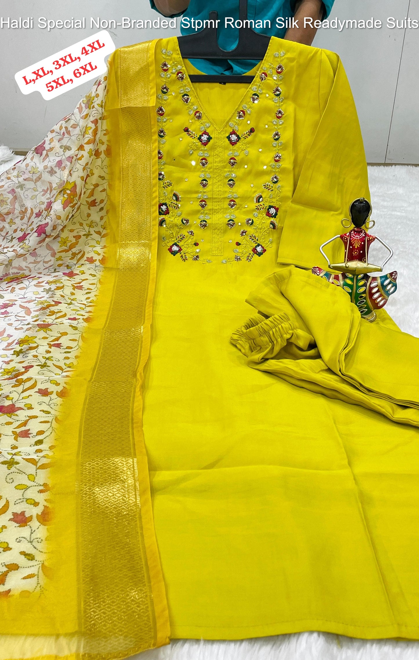 Haldi Special Non-Branded Stpmr Roman Silk Readymade Suits