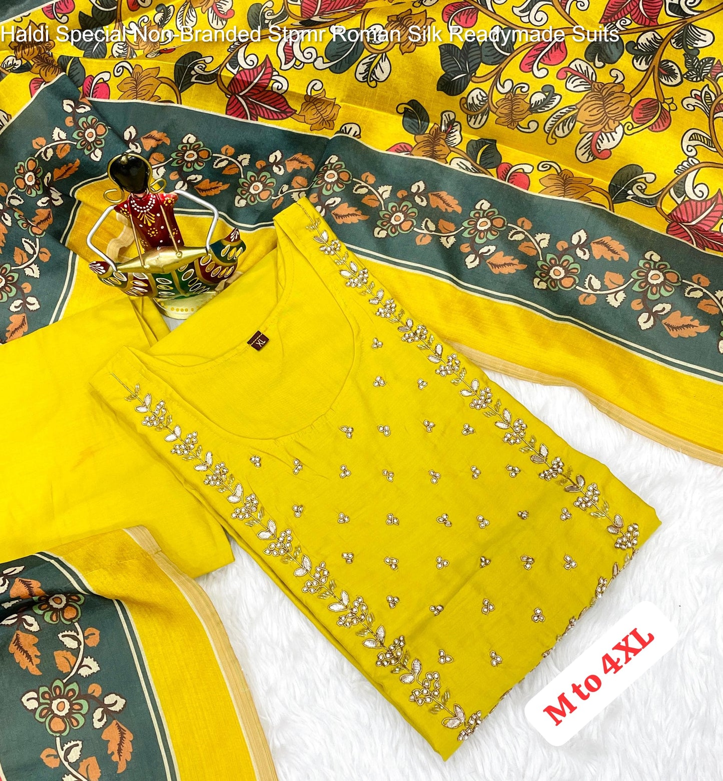 Haldi Special Non-Branded Stpmr Roman Silk Readymade Suits