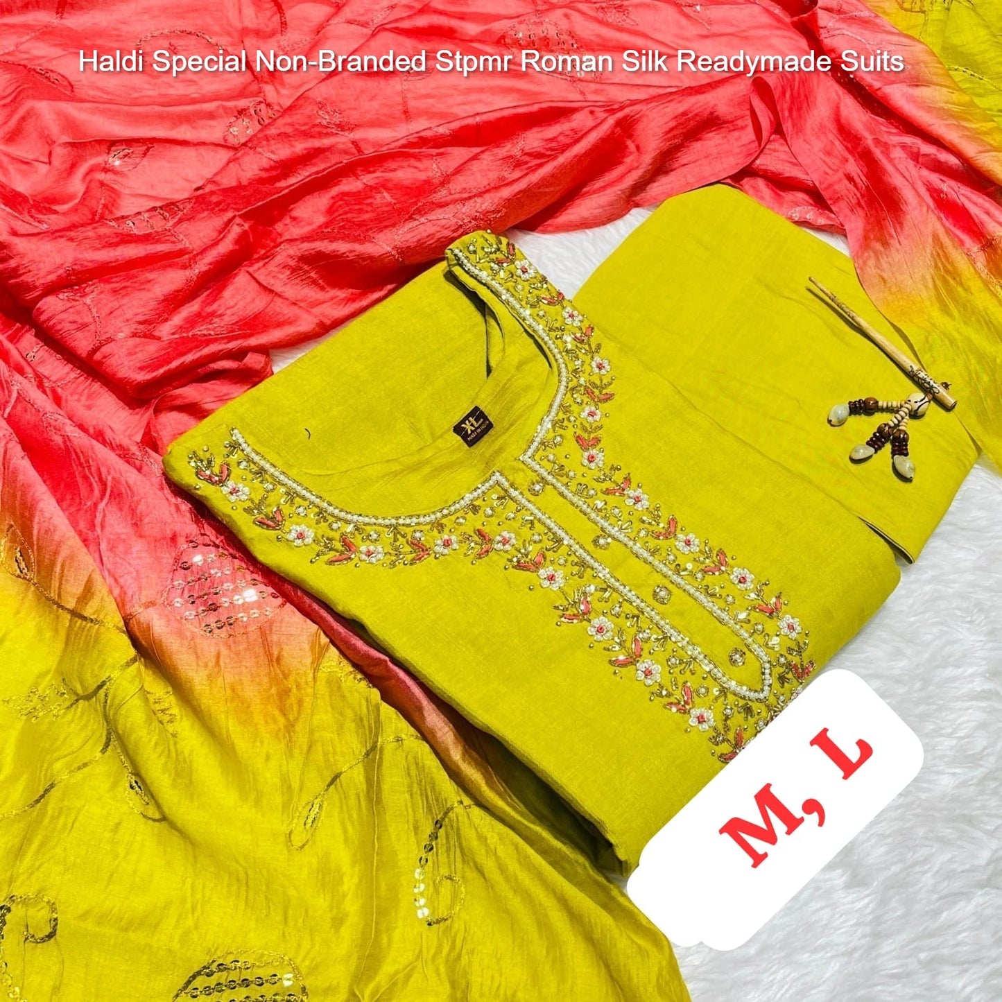 Haldi Special Non-Branded Stpmr Roman Silk Readymade Suits