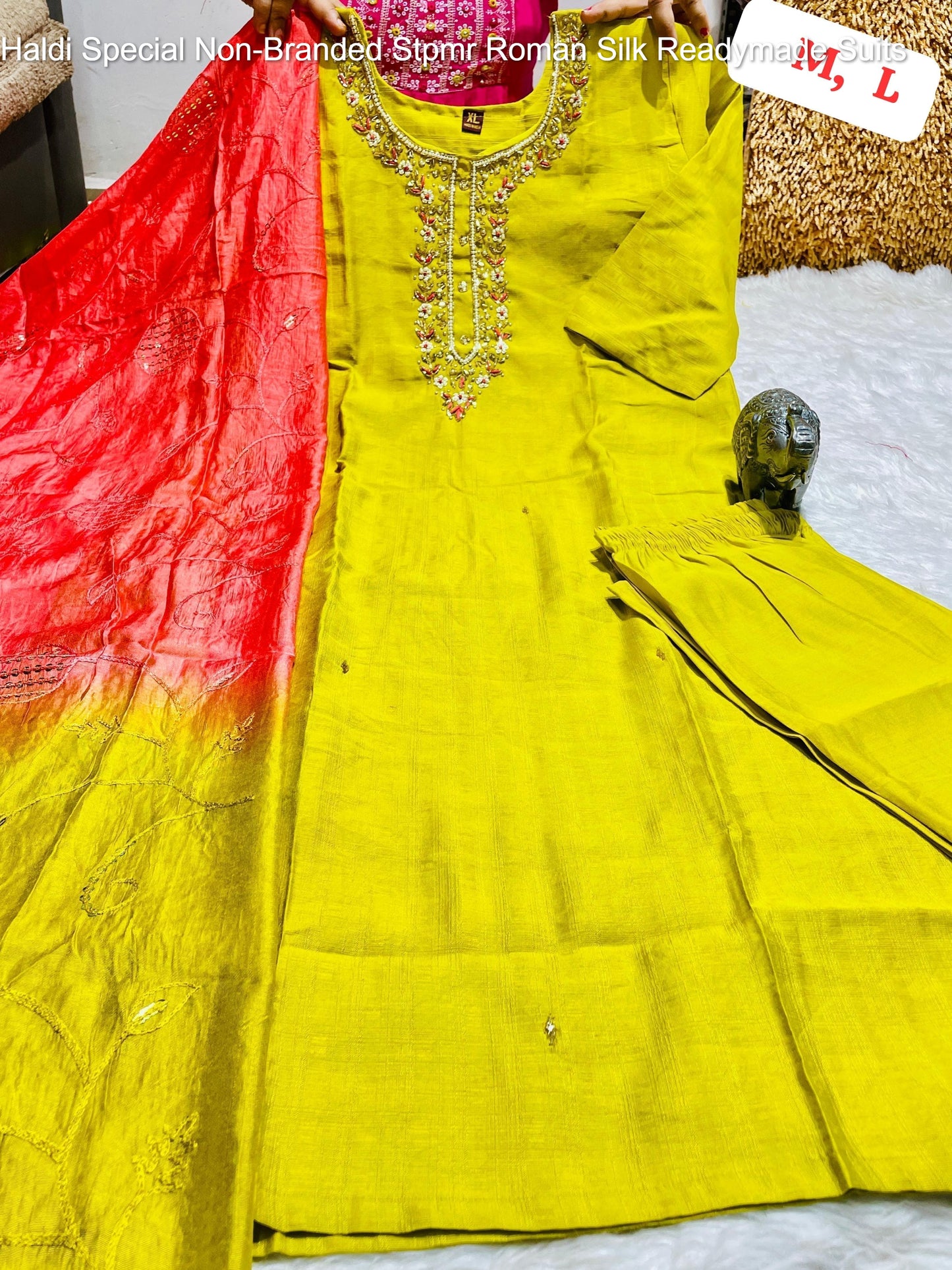 Haldi Special Non-Branded Stpmr Roman Silk Readymade Suits