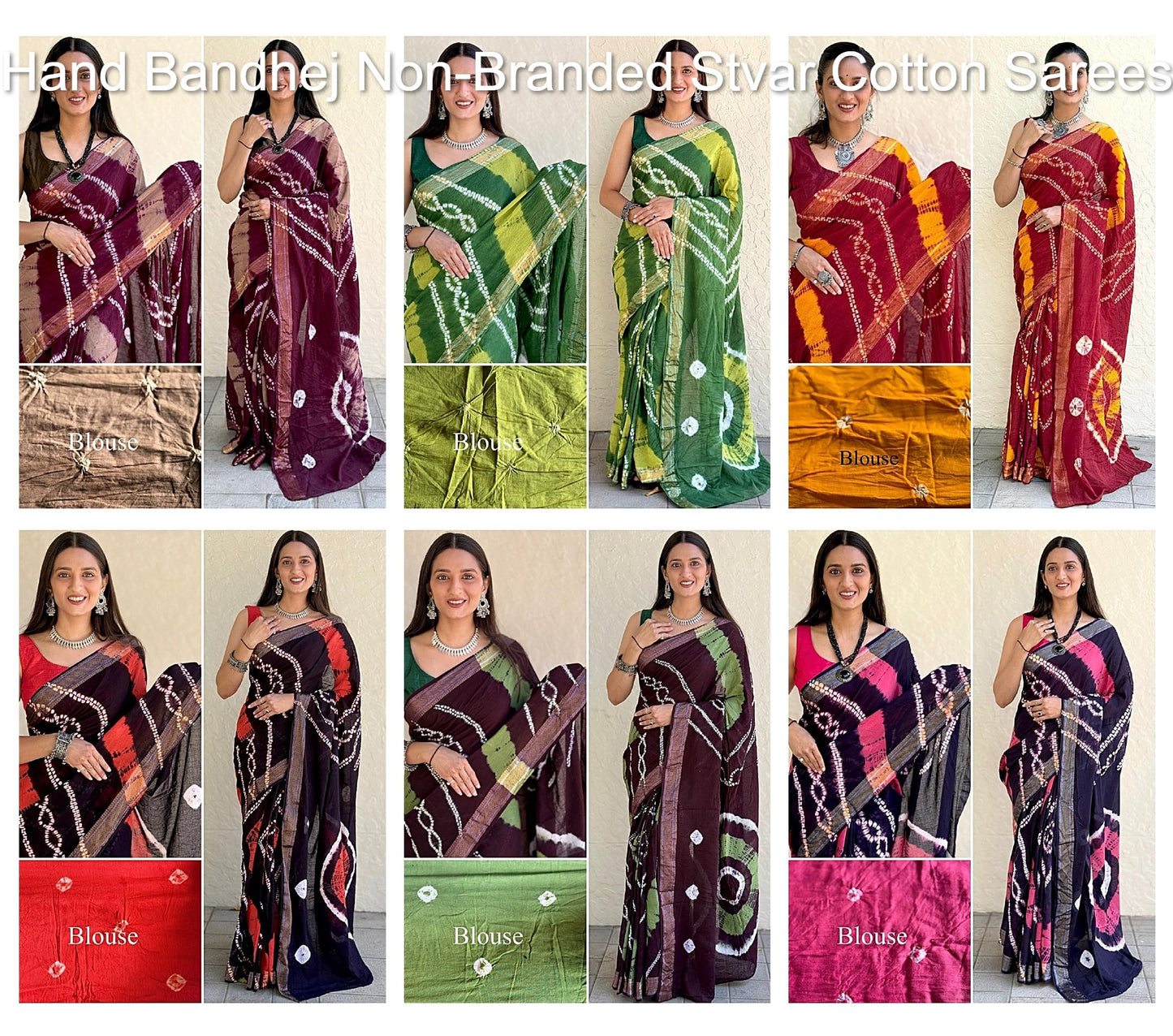 Hand Bandhej Non-Branded Stvar Cotton Sarees