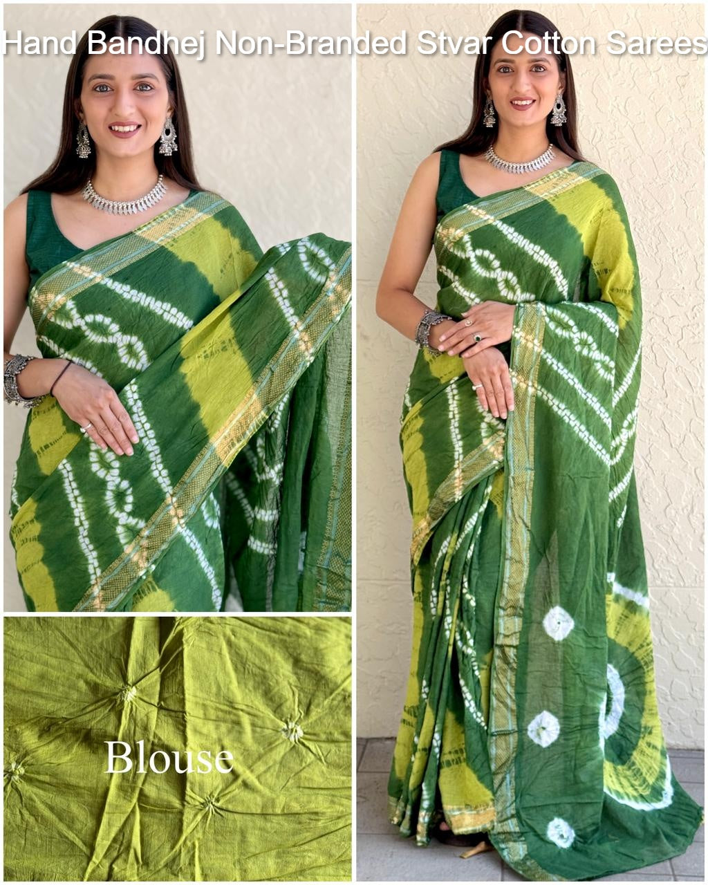 Hand Bandhej Non-Branded Stvar Cotton Sarees