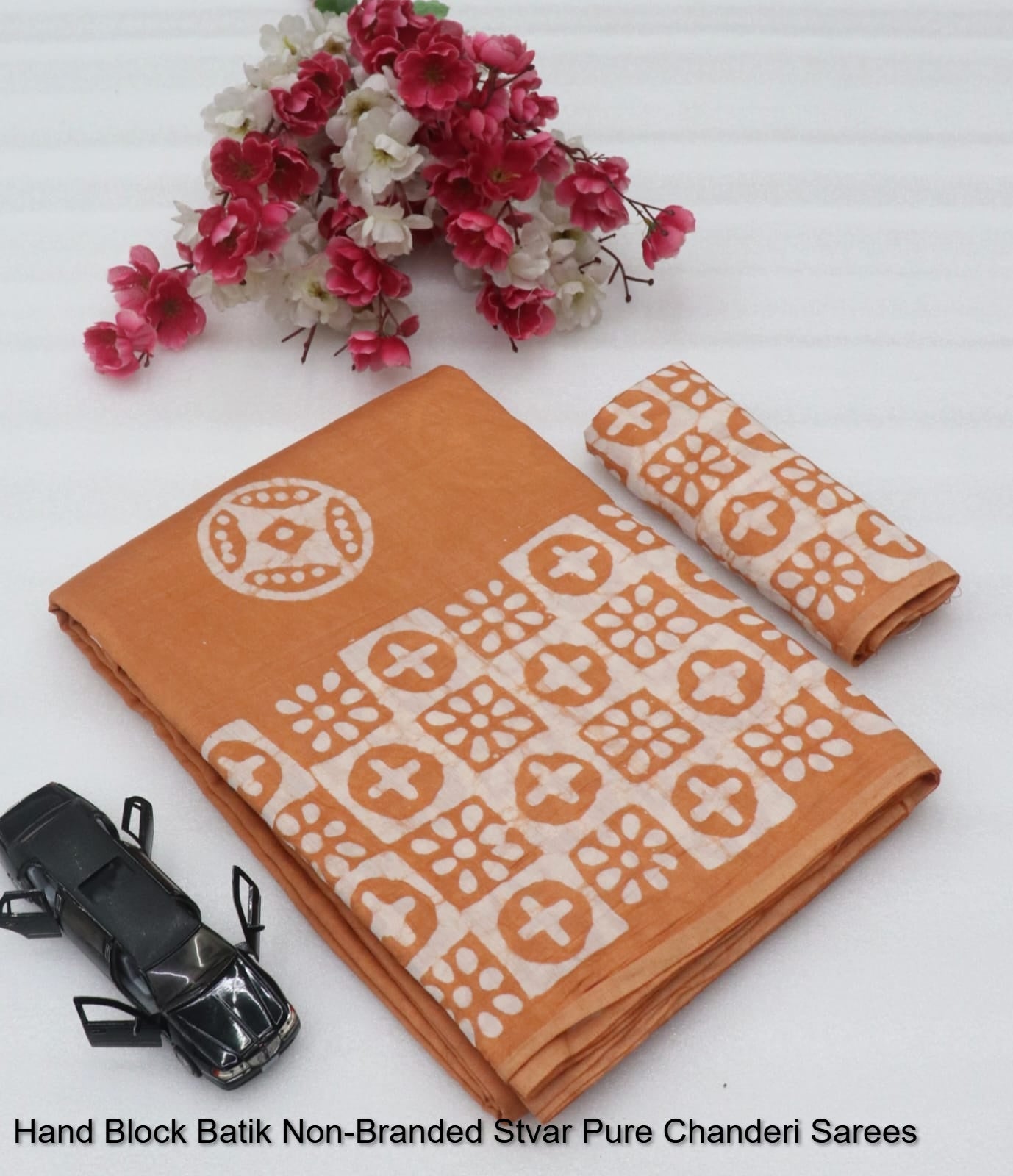 Hand Block Batik Non-Branded Stvar Pure Chanderi Sarees