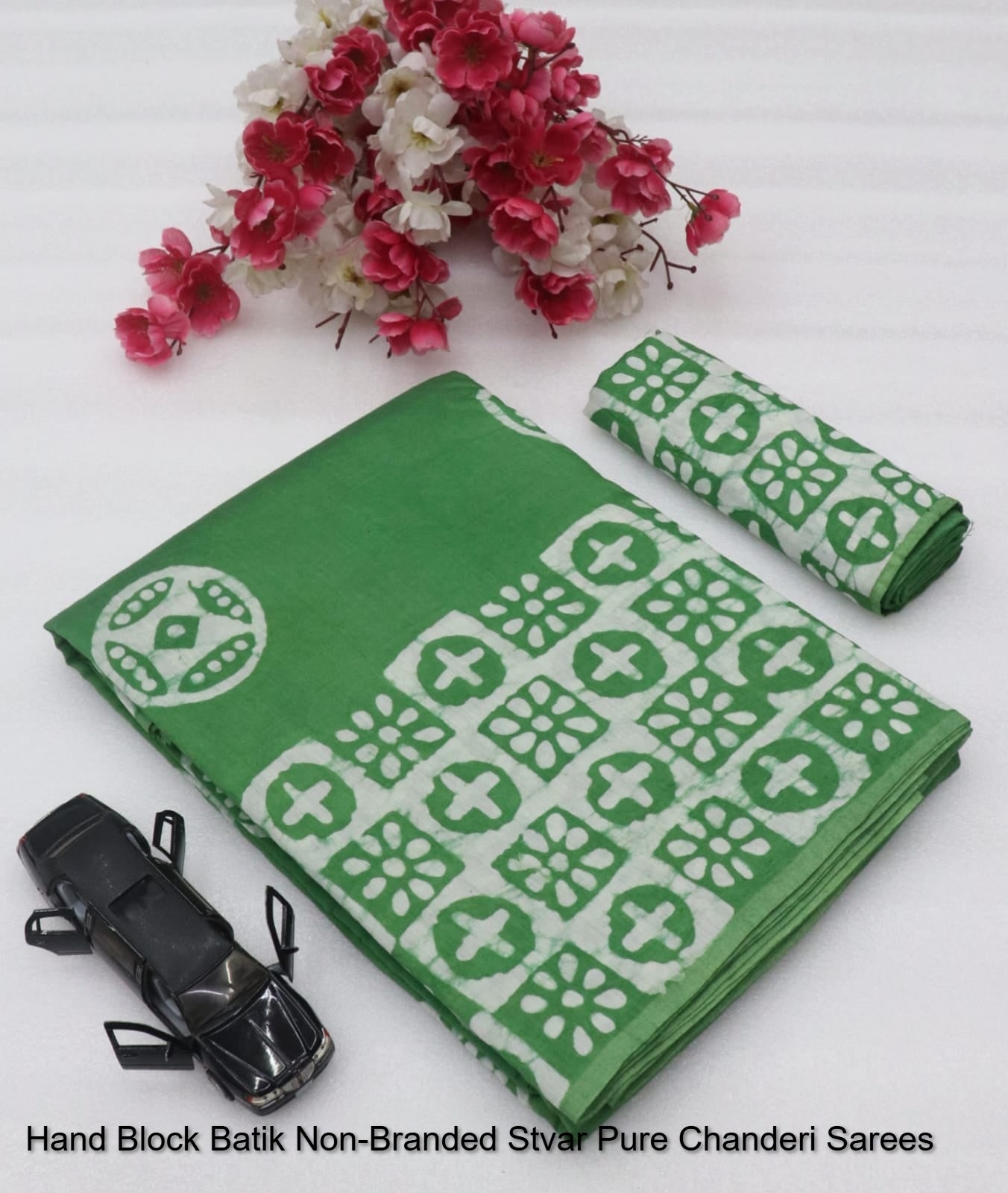 Hand Block Batik Non-Branded Stvar Pure Chanderi Sarees