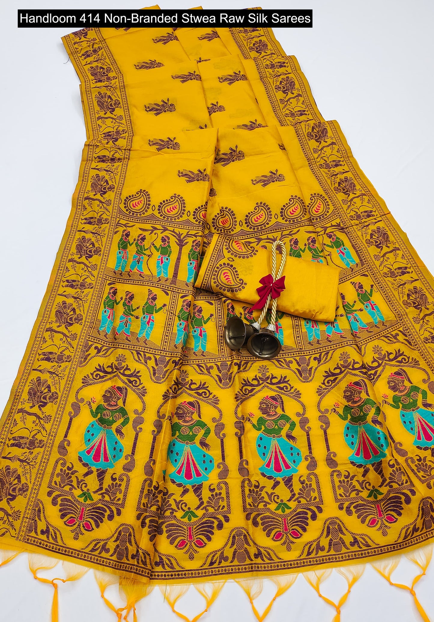 Handloom 414 Non-Branded Stwea Raw Silk Sarees