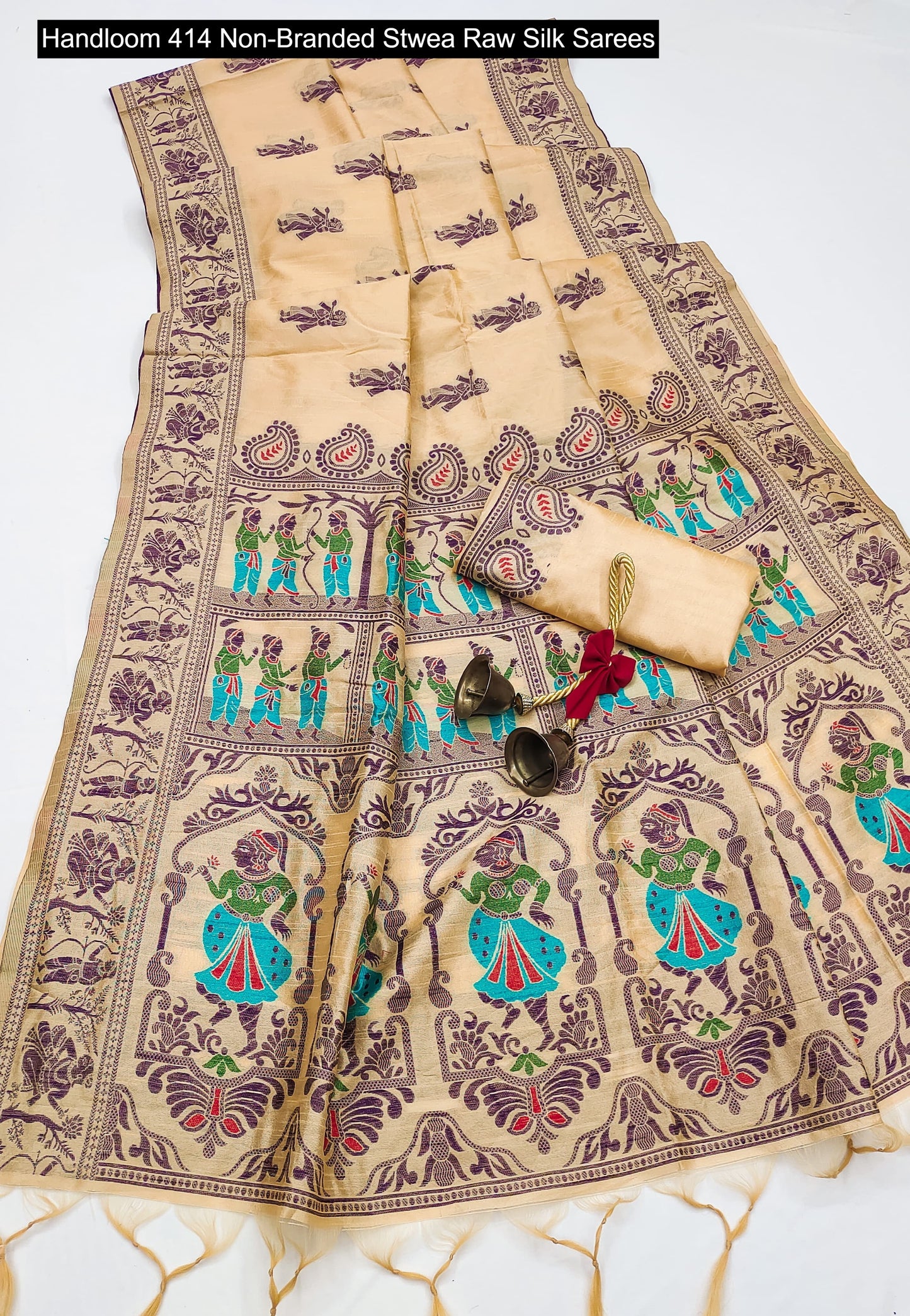 Handloom 414 Non-Branded Stwea Raw Silk Sarees