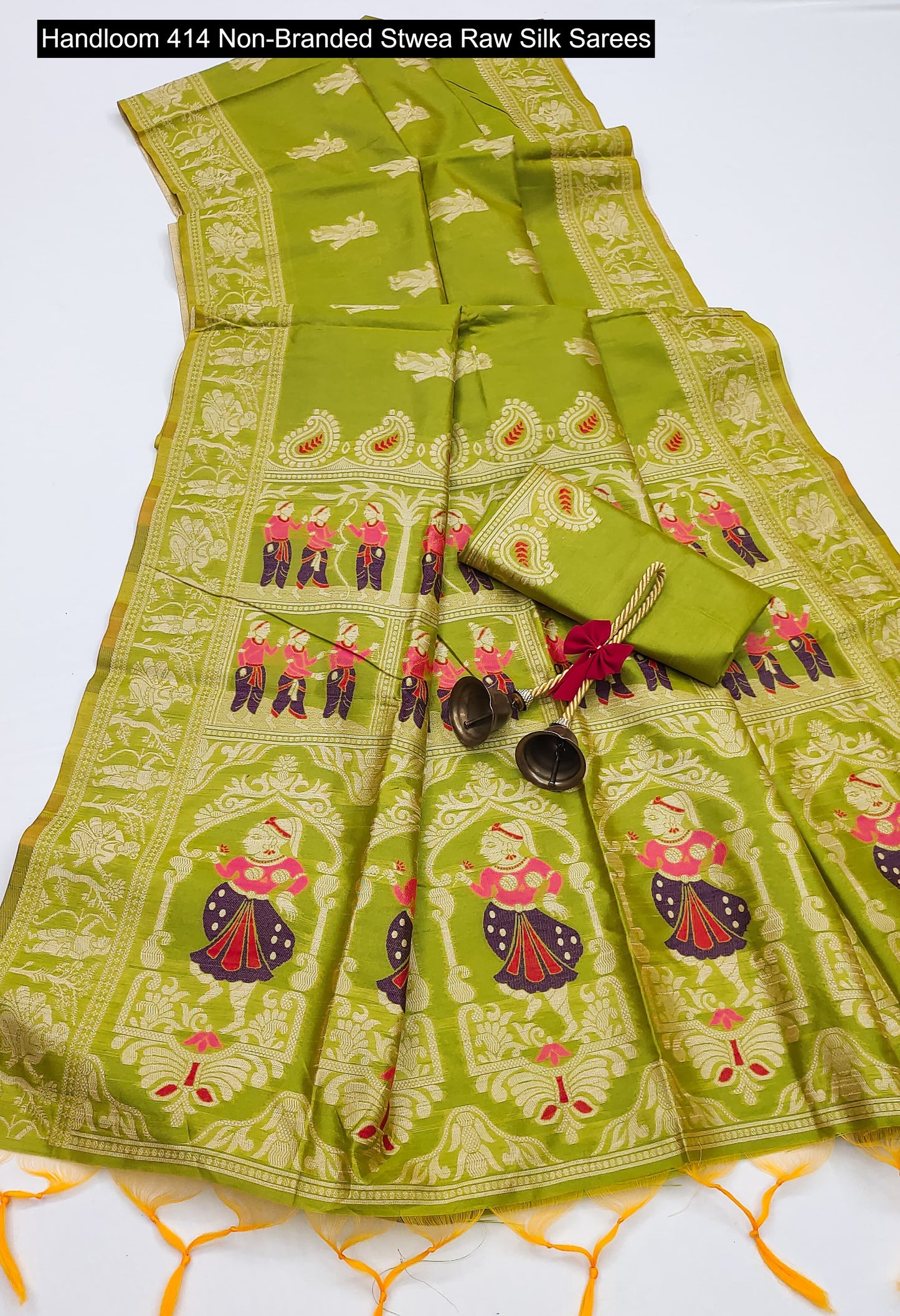 Handloom 414 Non-Branded Stwea Raw Silk Sarees