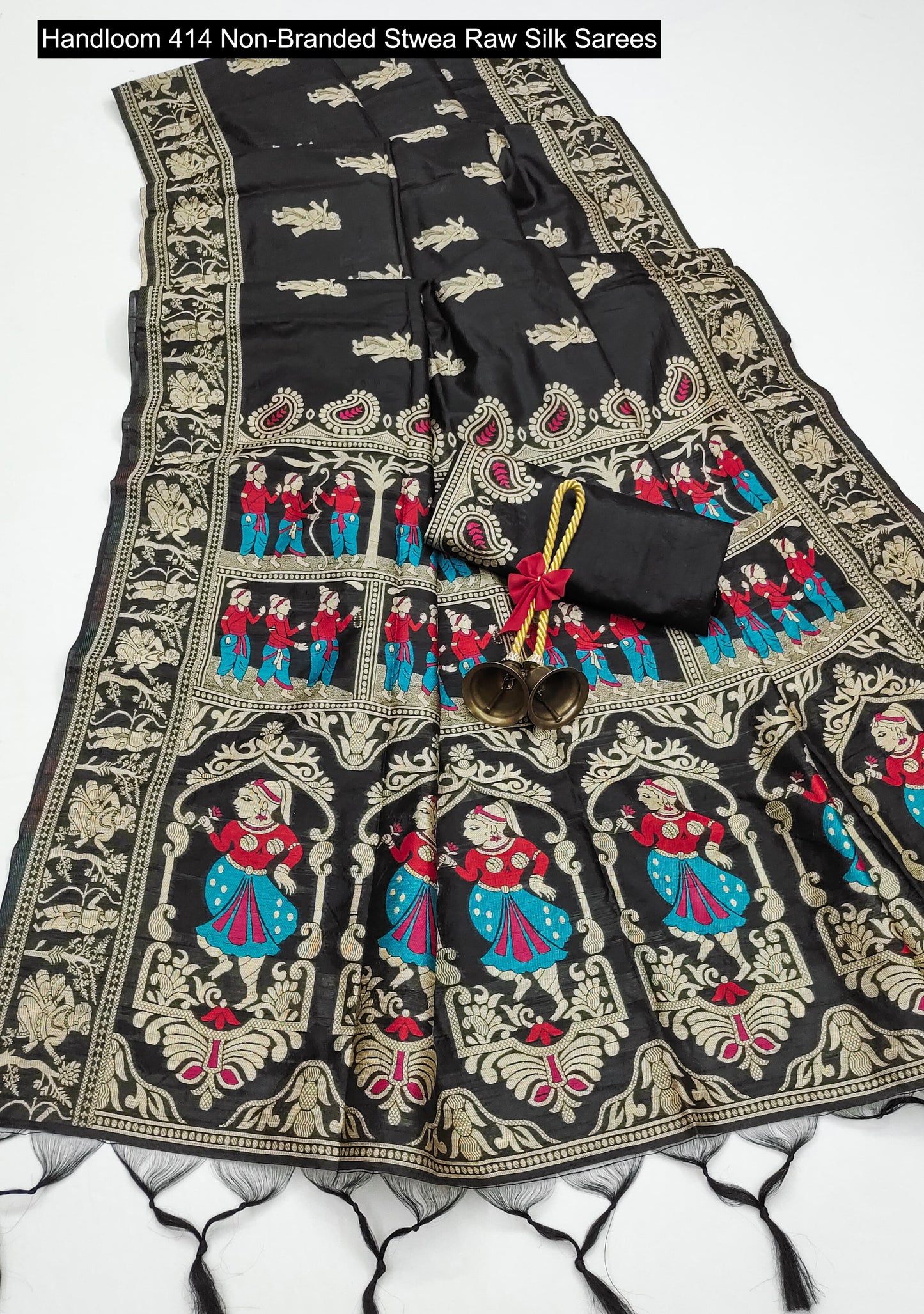 Handloom 414 Non-Branded Stwea Raw Silk Sarees