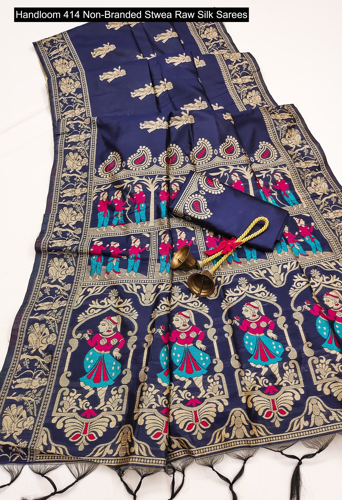 Handloom 414 Non-Branded Stwea Raw Silk Sarees