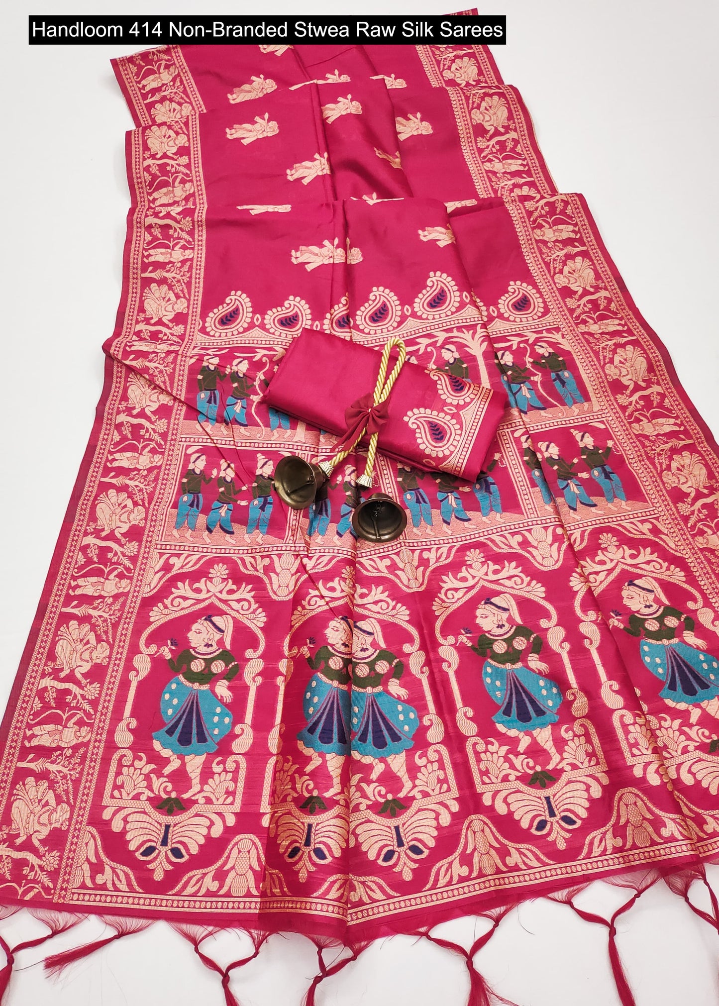 Handloom 414 Non-Branded Stwea Raw Silk Sarees