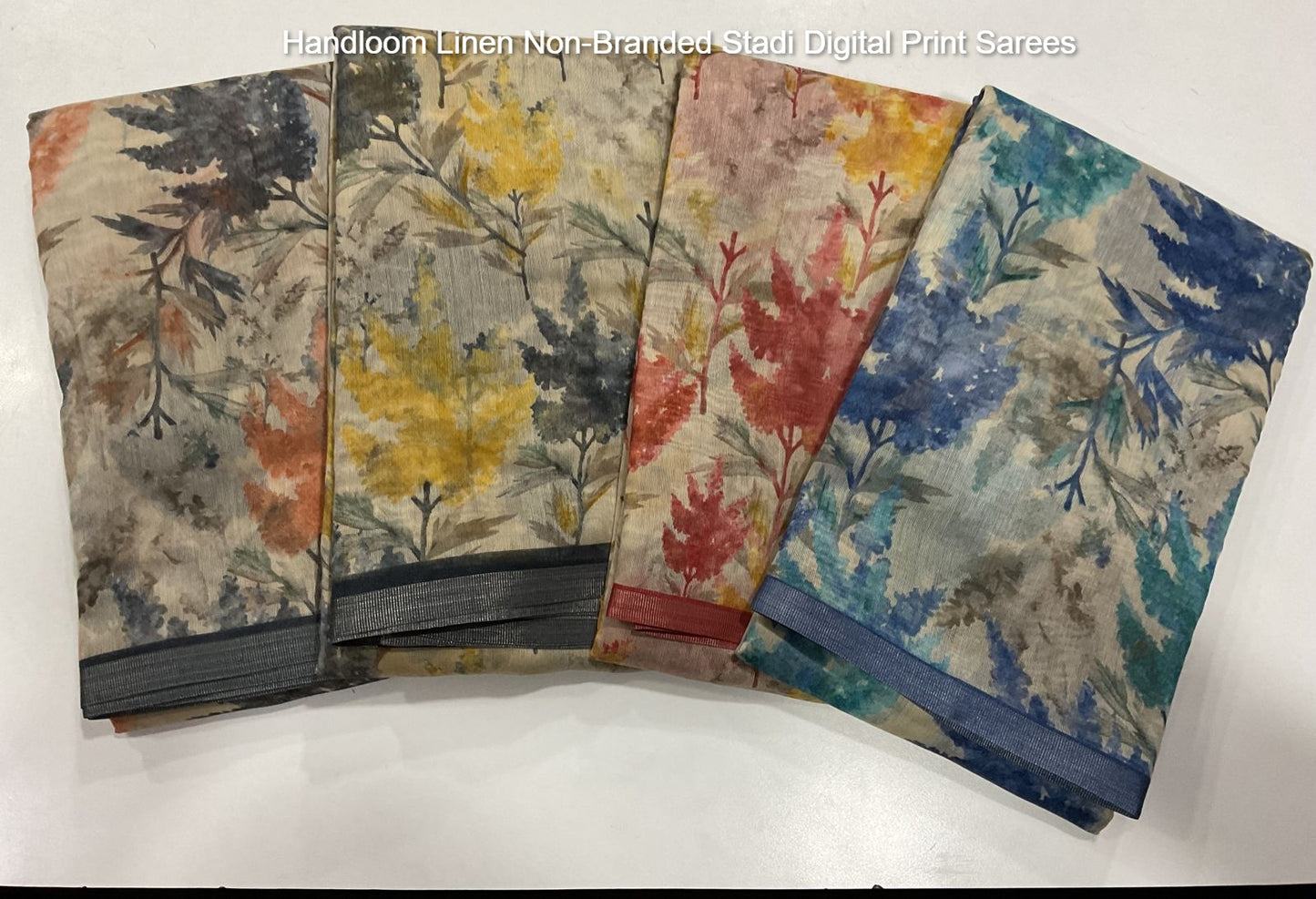 Handloom Linen Non-Branded Stadi Digital Print Sarees