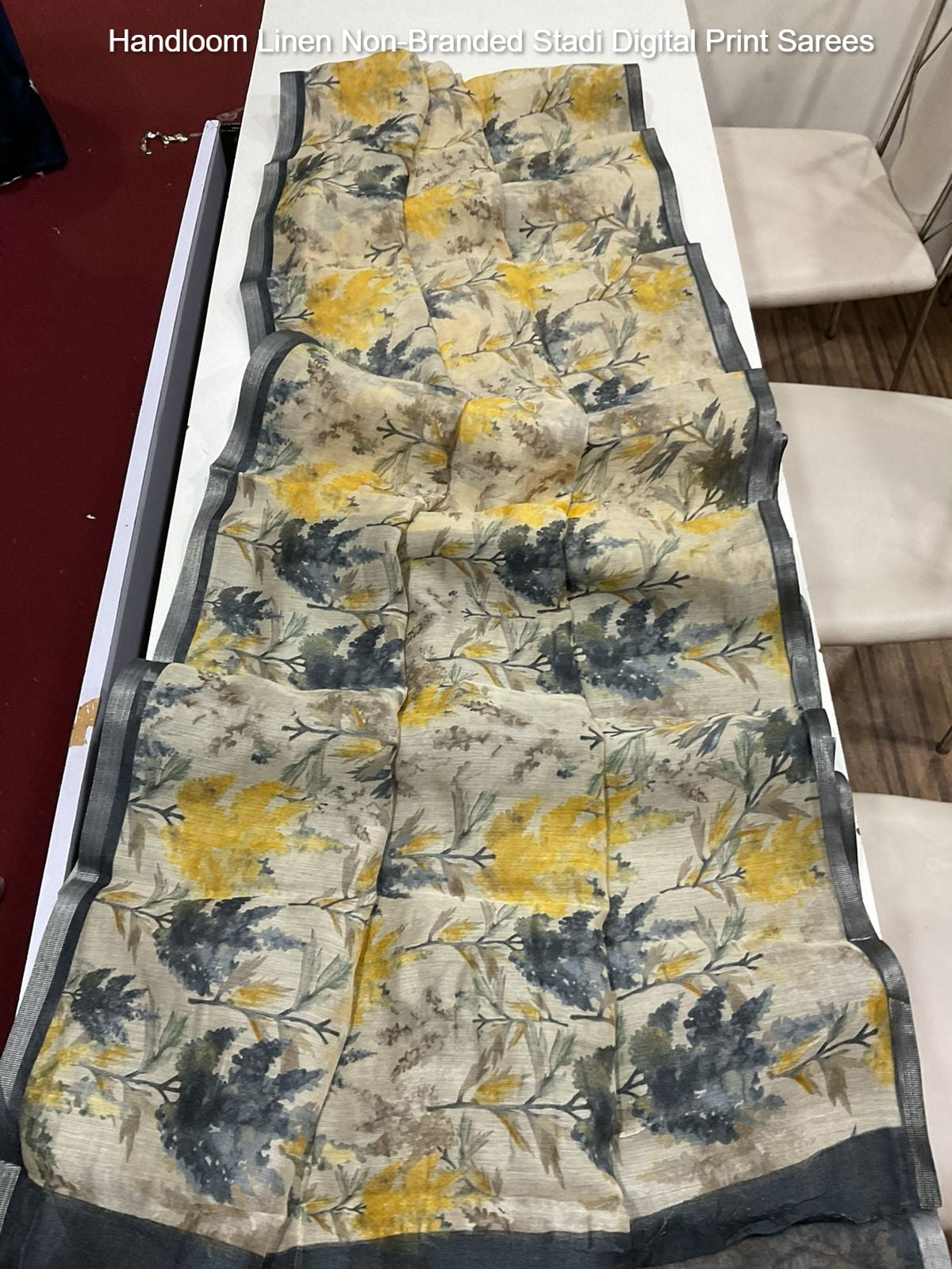 Handloom Linen Non-Branded Stadi Digital Print Sarees