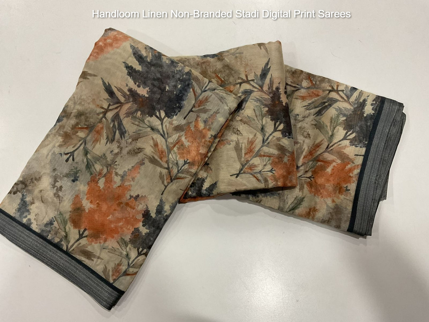 Handloom Linen Non-Branded Stadi Digital Print Sarees