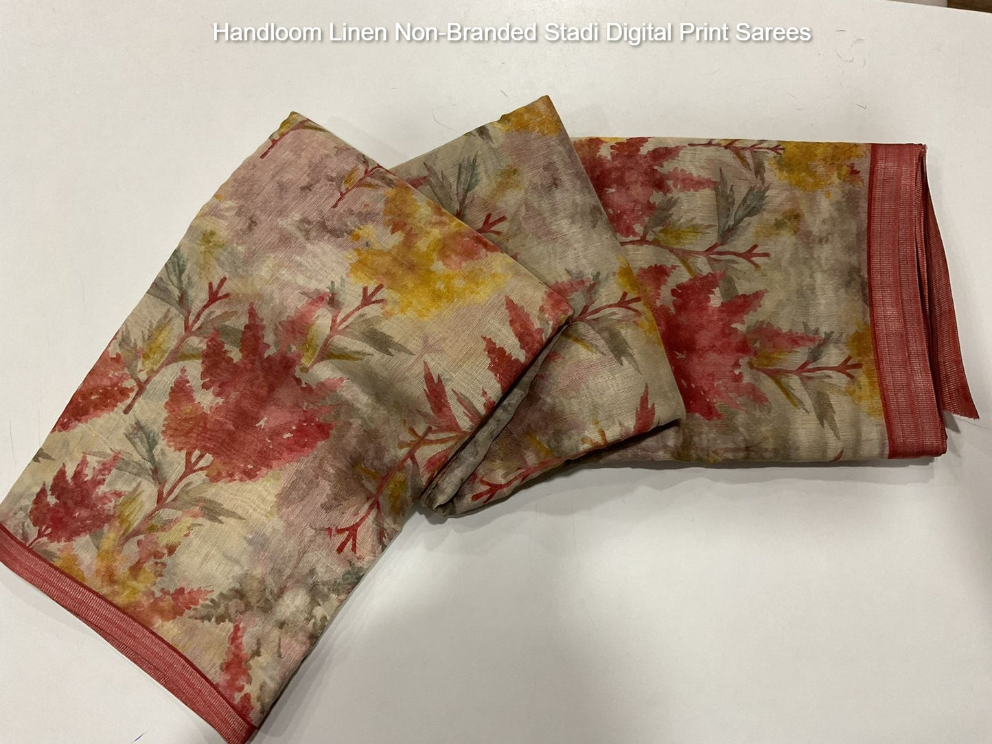 Handloom Linen Non-Branded Stadi Digital Print Sarees
