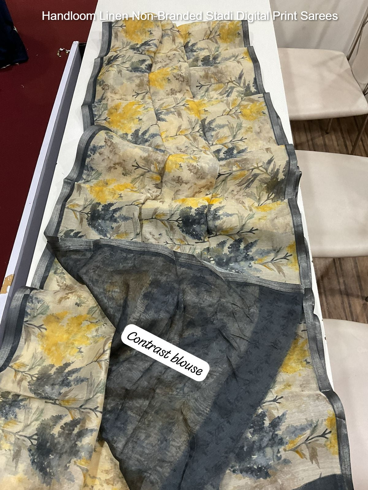Handloom Linen Non-Branded Stadi Digital Print Sarees