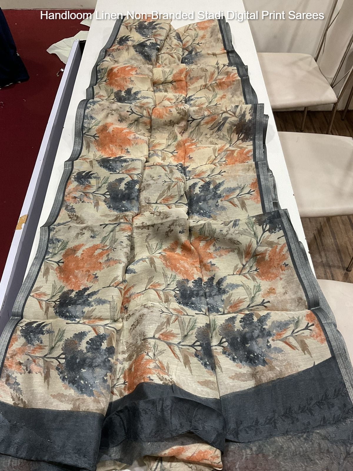 Handloom Linen Non-Branded Stadi Digital Print Sarees