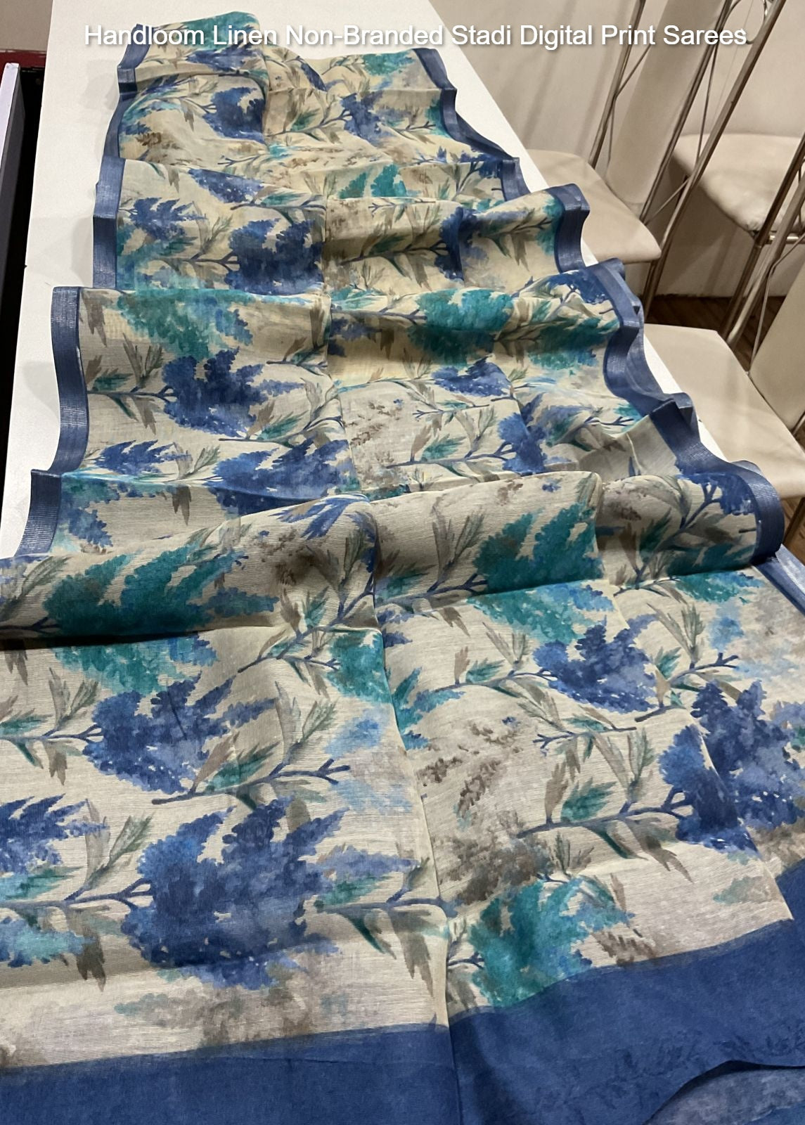 Handloom Linen Non-Branded Stadi Digital Print Sarees