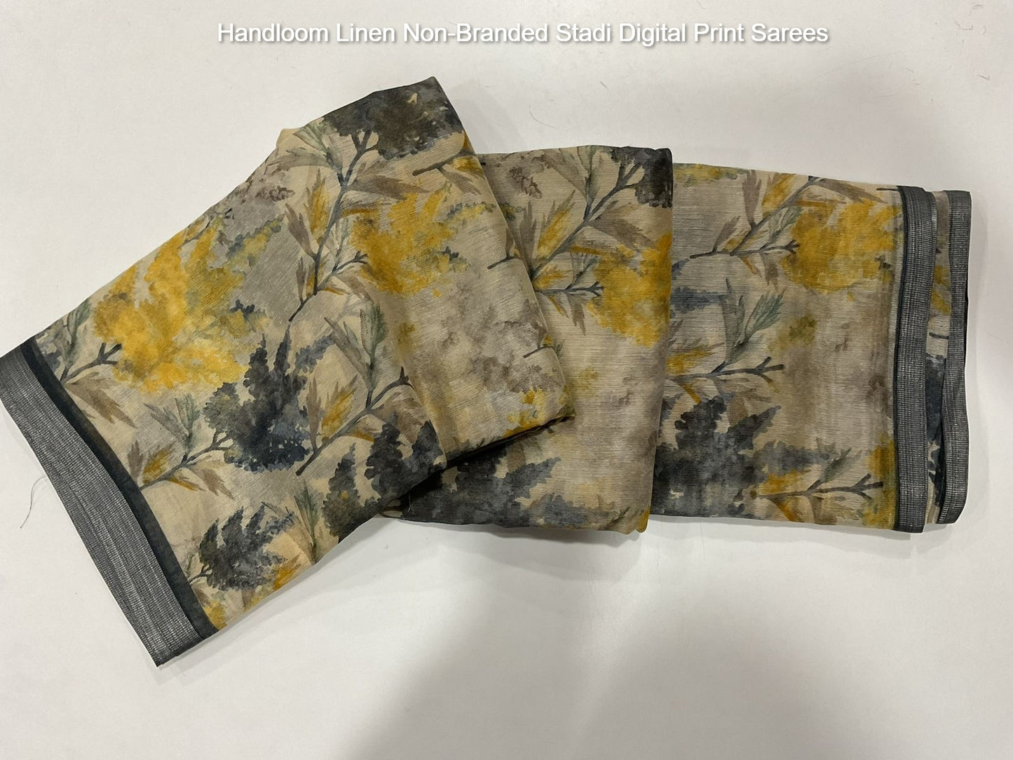Handloom Linen Non-Branded Stadi Digital Print Sarees