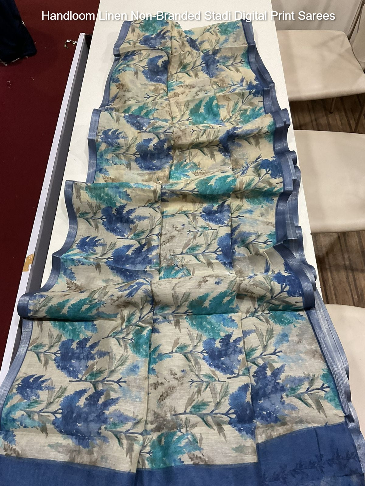 Handloom Linen Non-Branded Stadi Digital Print Sarees