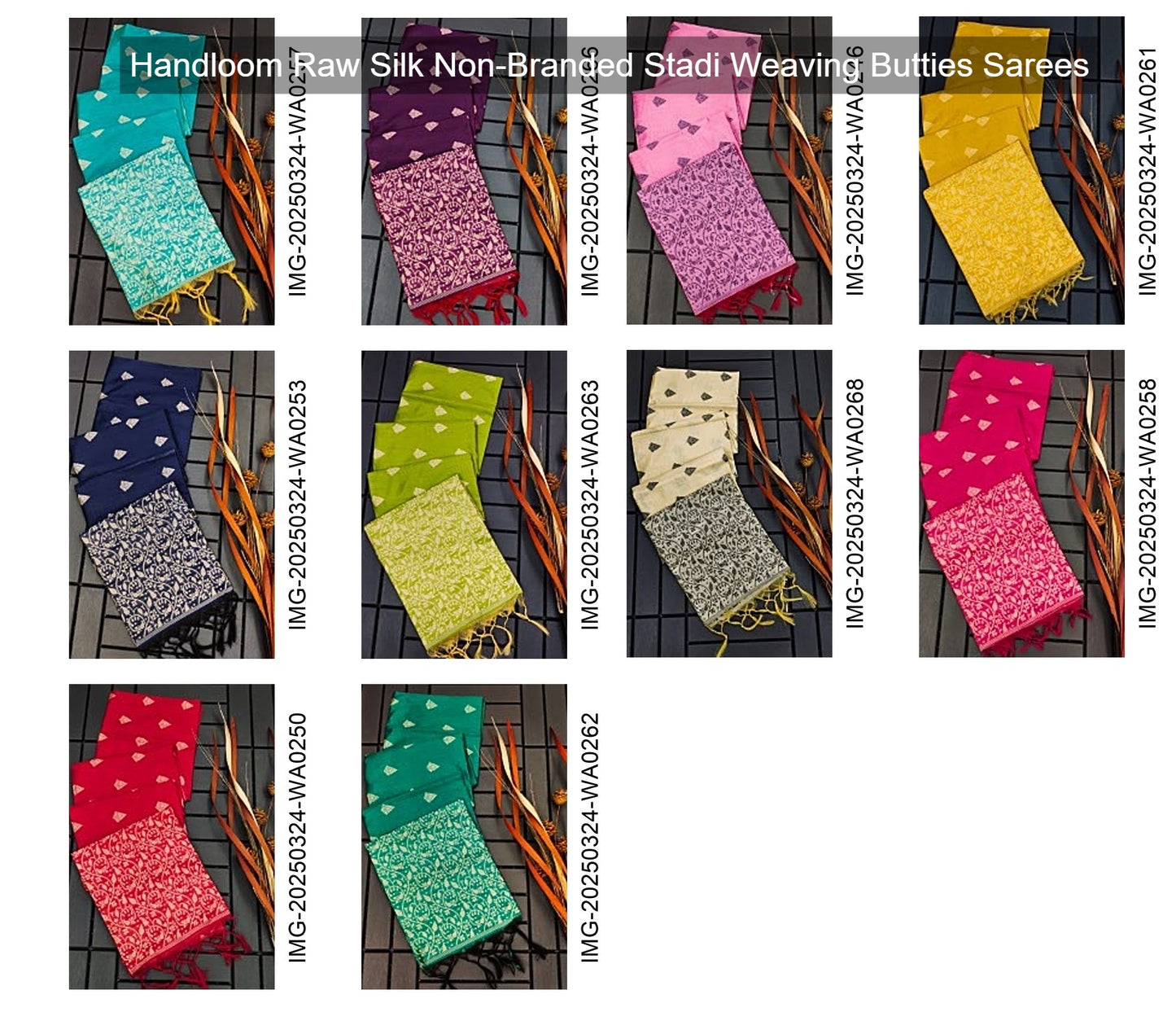 Handloom Raw Silk Non-Branded Stadi Weaving Butties Sarees