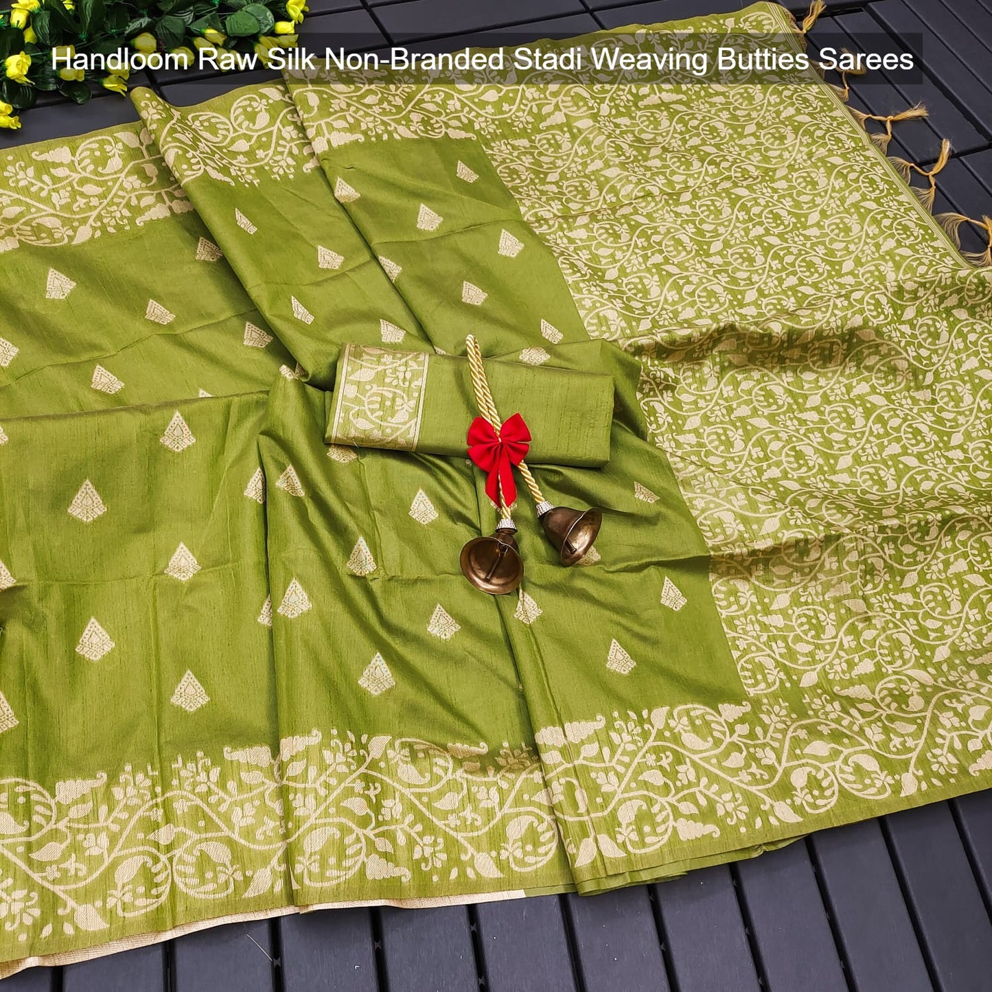 Handloom Raw Silk Non-Branded Stadi Weaving Butties Sarees