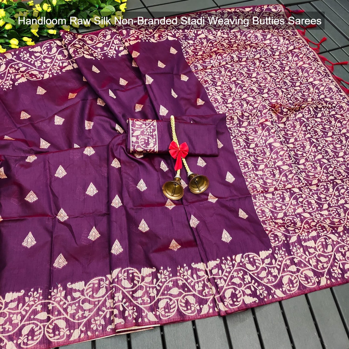 Handloom Raw Silk Non-Branded Stadi Weaving Butties Sarees