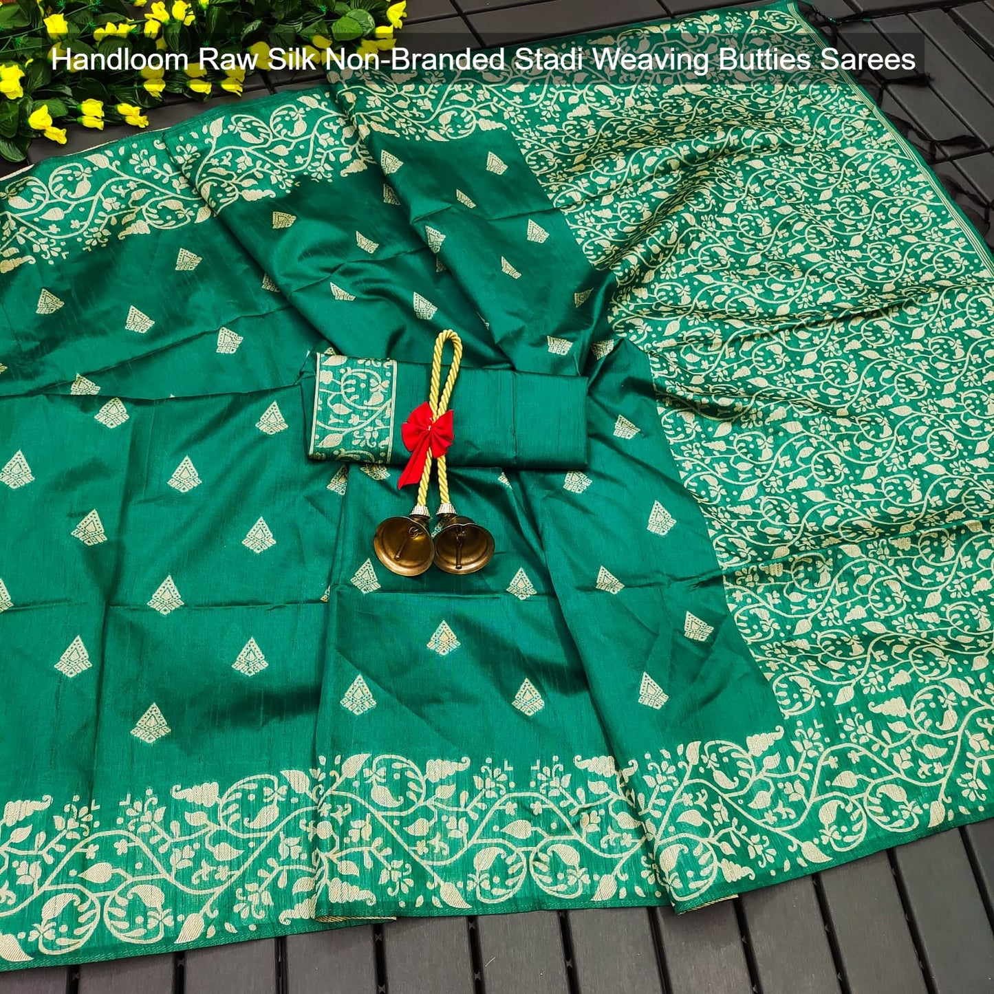 Handloom Raw Silk Non-Branded Stadi Weaving Butties Sarees